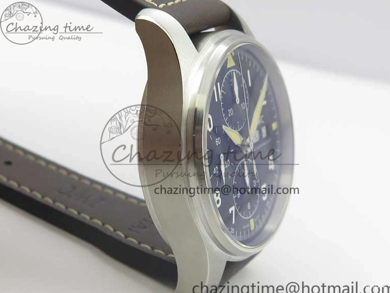 MIROTIME 1221 Pilot Chrono Spitfire IW387903 SS ZF 1:1 Best Edition Black Dial on Brown Leather Strap A OdorResistant 7127